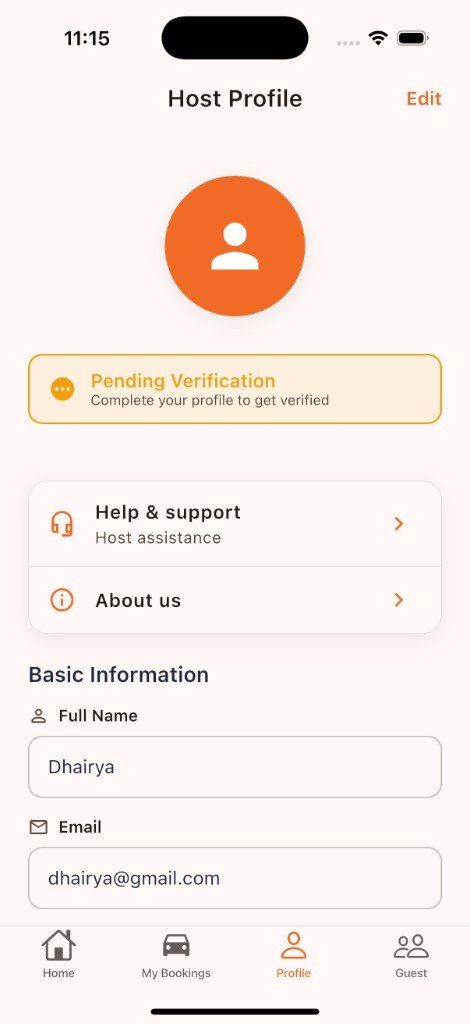 Host profile screen